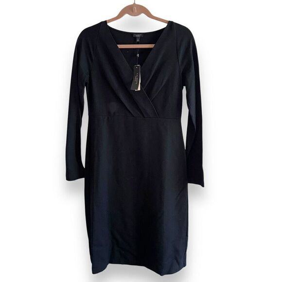NWT Talbots Black L/S V-Neck Knit Dress Sz 6 - Picture 1 of 7